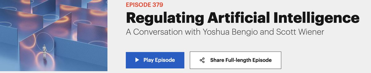 Xavier Vasques (@vasquesxavier) on Twitter photo A perspective about regulating artificial intelligence. Sam Harris (<a href="/MakingSenseHQ/">Making Sense Podcast</a>) speaks with Yoshua Bengio and <a href="/Scott_Wiener/">Senator Scott Wiener</a> about #AI risk and the new bill introduced in California intended to mitigate it.
samharris.org/episode/SEC986… A perspective about regulating artificial intelligence. Sam Harris (<a href="/MakingSenseHQ/">Making Sense Podcast</a>) speaks with Yoshua Bengio and <a href="/Scott_Wiener/">Senator Scott Wiener</a> about #AI risk and the new bill introduced in California intended to mitigate it.
samharris.org/episode/SEC986…