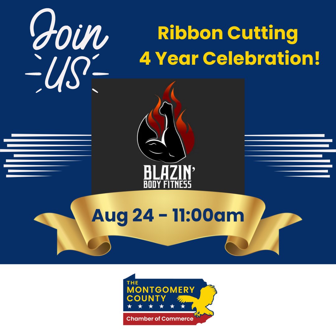 Calling all members and friends! Join us for celebration of four years for Blazin Body Fitness this Saturday at 11:00am at 1725 Markley Street, Unit 25, in Norristown. #ribboncutting #celebration #fitness #personaltrainer