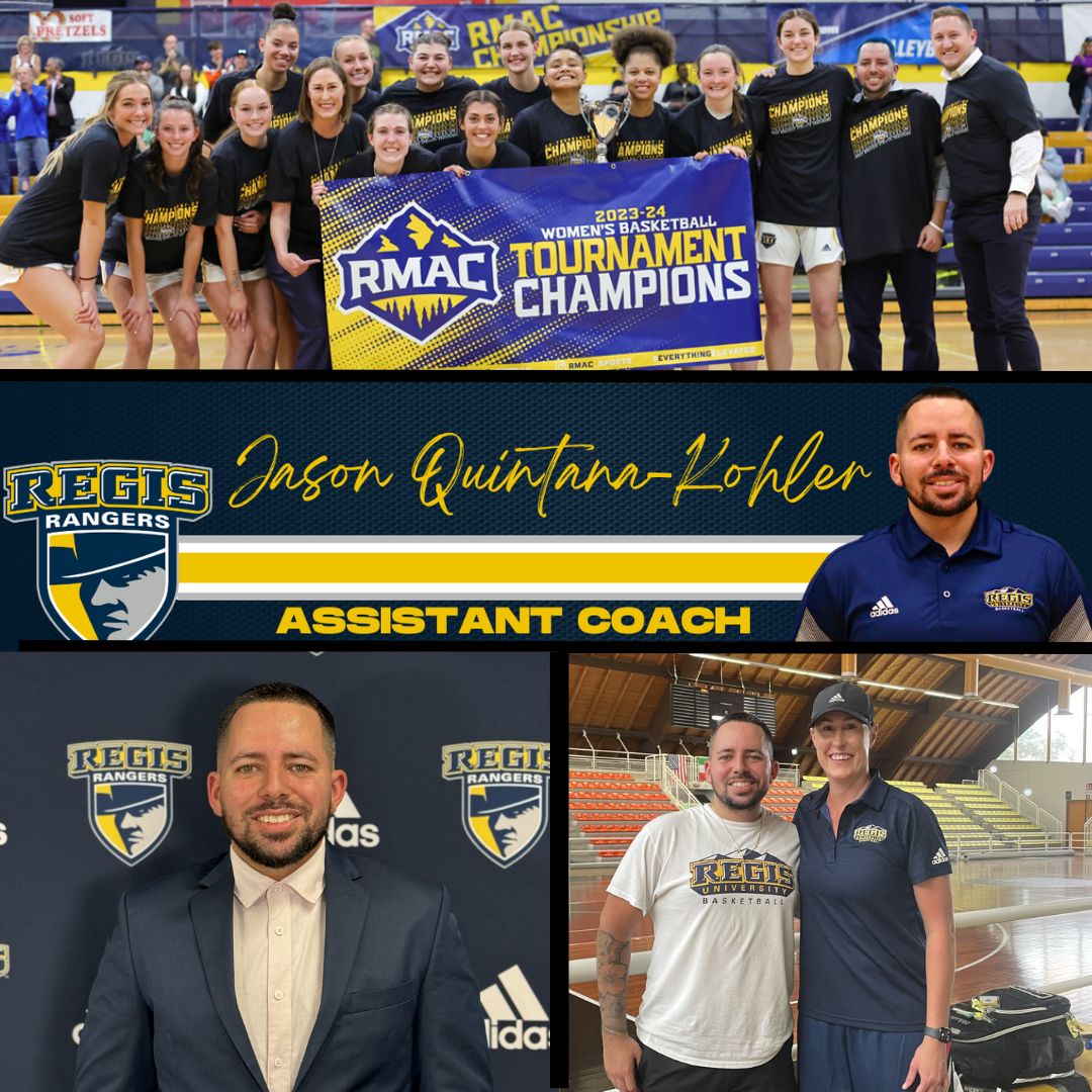 Regis Rangers WBB (@regisrangerswbb) on Twitter photo We are happy to announce a "new" addition to the <a href="/RegisRangersWBB/">Regis Rangers WBB</a> staff Jason Quintana Kohler! Jason has been a part of the team as a Graduate Assistant the past two seasons, and we are are glad to keep him in the family as our Assistant Coach now!
#RangerUp We are happy to announce a "new" addition to the <a href="/RegisRangersWBB/">Regis Rangers WBB</a> staff Jason Quintana Kohler! Jason has been a part of the team as a Graduate Assistant the past two seasons, and we are are glad to keep him in the family as our Assistant Coach now!
#RangerUp
