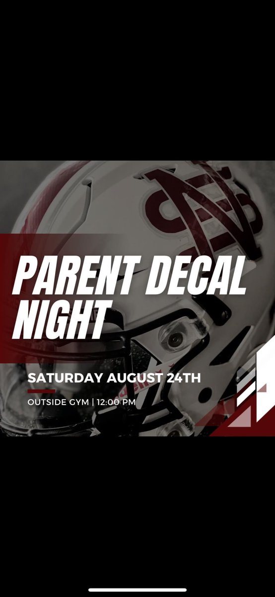 NSSteerFootball's tweet photo. Varsity football parents and family members, please join us this Saturday August 24th at 12:00 pm in the outside gym as we place our Steer decals on our kids football helmets for the 2024 season. #SteersUp🤘 https://t.co/5e5gFSN0Eq