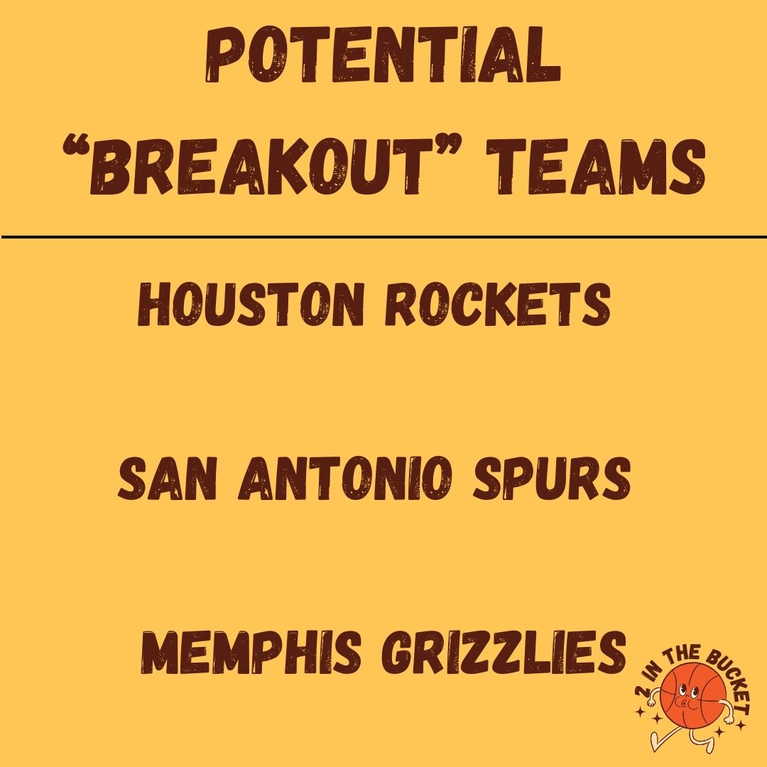 -The Rockets have one of the most promising young cores in the league, with strong drafts back-to-back. 

-The Spurs might not make the playoffs, but with an improved roster and Wemby, anything is possible. 

-Somewhat obviously, the Grizzlies will be a playoff team if healthy.