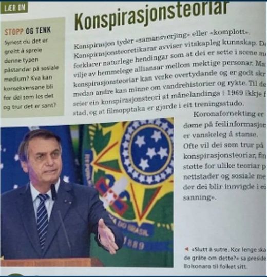 O genocida Jair Bolsonaro está famoso.

Livro do ensino médio da Noruega retrata bolsonaro como genocida responsável pelas 700 mil mortes de covid no Brasil.

Perseguição do Xandão é o Cacete Gado, o Tribunal Penal Internacional vai condenar Bolsonaro a Forca igual Sadan ... 👇