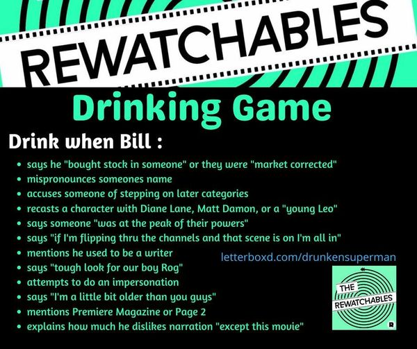 JarrodBrecht's tweet photo. With no Pod I'm reposting my Rewatchables Drinking Game. Last posted two years ago. Any new suggestions/admissions? Sydney Sweeney? https://t.co/OaSjrh4GFn