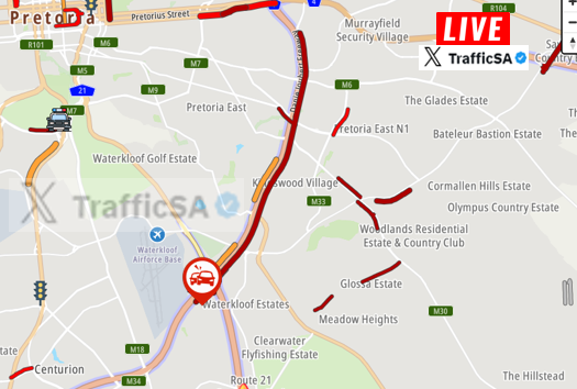 TrafficSA's tweet photo. Pretoria - N1 South:   #CRASH DELAYS ===> R21 Highway https://t.co/wX8l0HYVoa