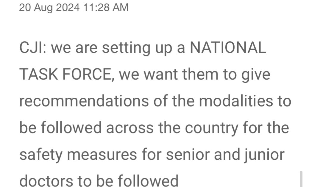 RG Kar Medical College case, Hon’ble Supreme Court of India takes Suo Moto Cognisance and bats for setting up of a National Task Force to ensure safety of interns, junior and resident doctors across country.