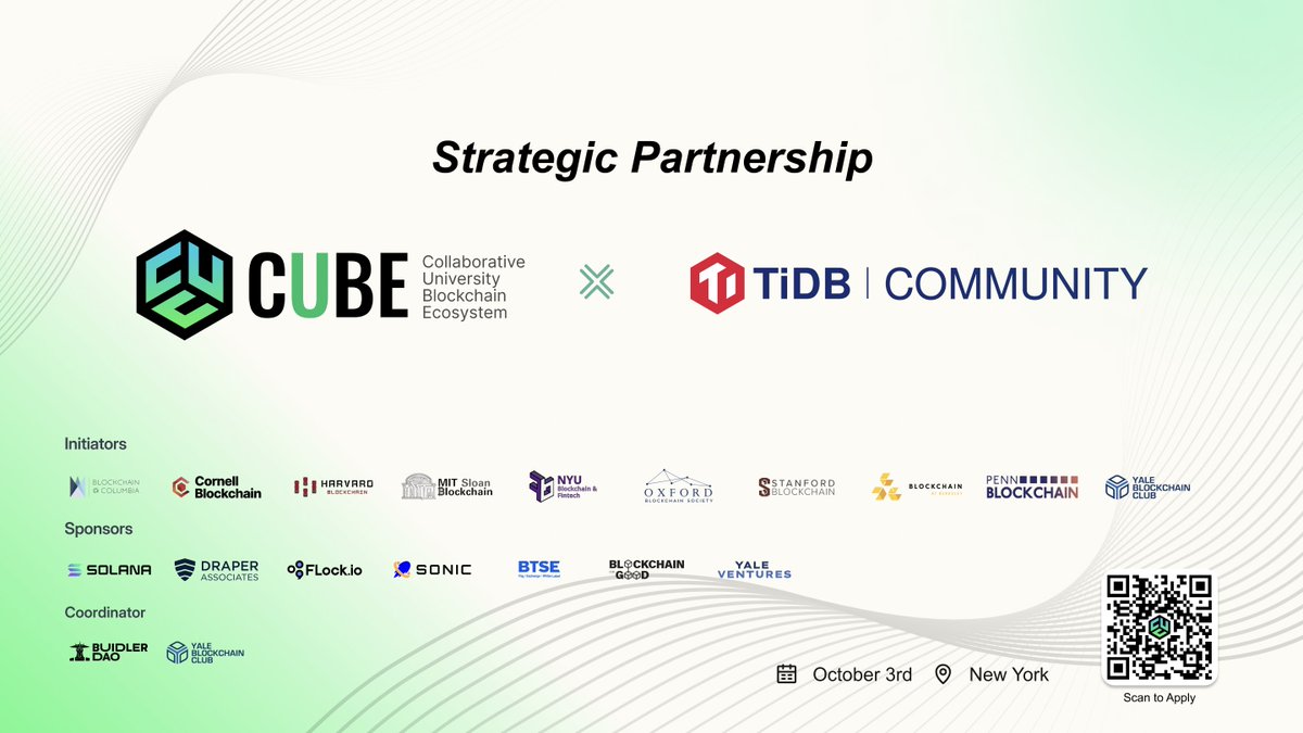 TiDB_Developer's tweet photo. 🌟Embracing the Future with CUBE Summit🌟
We're thrilled to join hands with @cubesummit as a proud community partner! Together, we're forging a robust #AI and #Crypto ecosystem that's set to redefine innovation. #CUBESummit @BuidlerDAO
🔗 Apply now: https://t.co/4TNzVIww9l https://t.co/PhuJ2FVYgn
