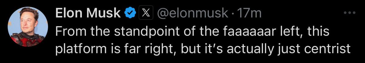Just today Elon 
-boosted two Holocaust denying accounts  
-said George Floyd wasn’t murdered by police 
-said he wanted to work for Trump
-defended Trump’s Charlottesville comments
-made fun of a Native American woman for saying she was Native American