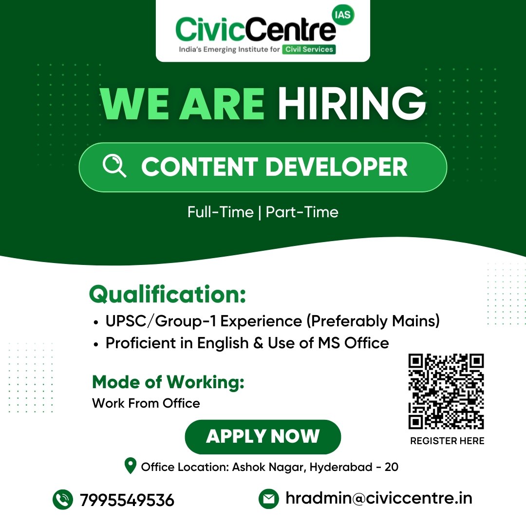 Civiccentre_in's tweet image. We Are Hiring!
Post:
➜ Content Developer
➜ Office Counselor
➜ Office Admin
➜ Marketing Associate
Send your Resume to 7995549536 WhatsApp or hradmin@civiccentre.in
#recruiment #contentdeveloper #officecounselor #officeadmin #marketingassociate