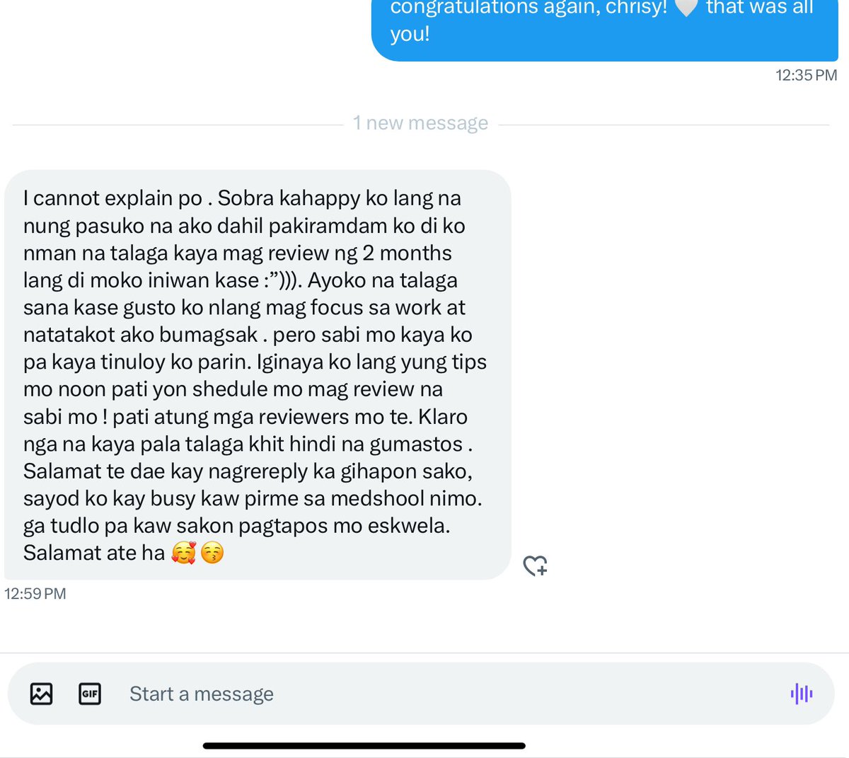 ang sarap sa pakiramdam!! 🥹 gusto ko din magpasalamat sainyo kasi pinagkakatiwalaan nyo ko 🫶🏼 

lahat ng “kaya ko ba yon” turned into “kaya ko, kinaya ko!”  congratulations po sa lahat! 🥹 I’m proud of you!!