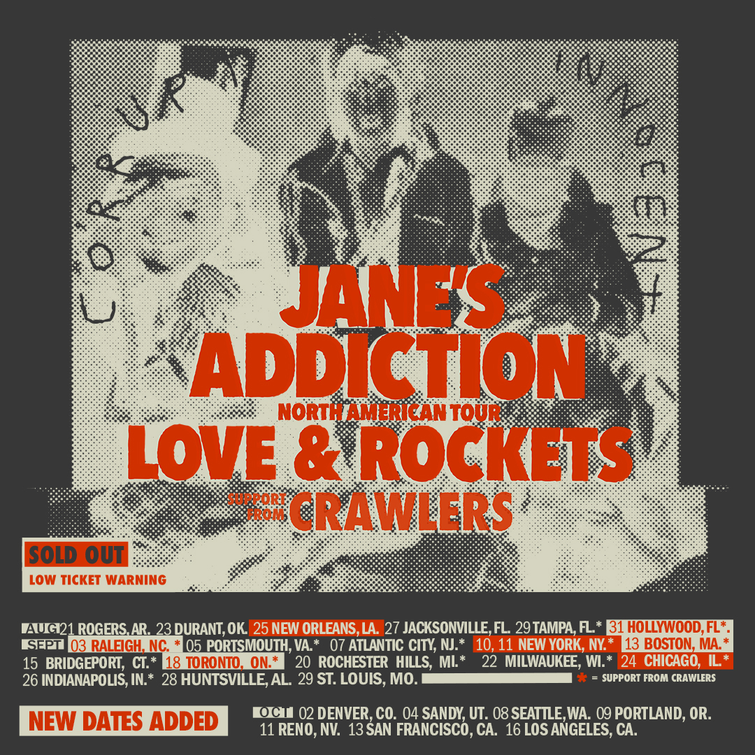 Live Nation (@livenation) on Twitter photo Due to overwhelming demand, <a href="/janesaddiction/">Jane's Addiction</a> and Love & Rockets have added new dates to their North American Tour! Tickets on sale this Friday, 8/23 at 10am local: livemu.sc/3yyqDG9 Due to overwhelming demand, <a href="/janesaddiction/">Jane's Addiction</a> and Love & Rockets have added new dates to their North American Tour! Tickets on sale this Friday, 8/23 at 10am local: livemu.sc/3yyqDG9