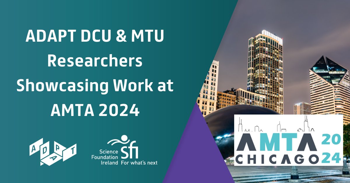 ADAPT <a href="/DCU/">Dublin City University</a> &amp; <a href="/MTU_ie/">Munster Technological University</a>  #researchers are set to showcase their work at upcoming #AMTA conference, held from Sept 30th in Chicago. The team will present two key papers on fine-tuning #LLMs for in-house #translation &amp; leveraging LLMs for #MT in #crisis scenarios. Read more: