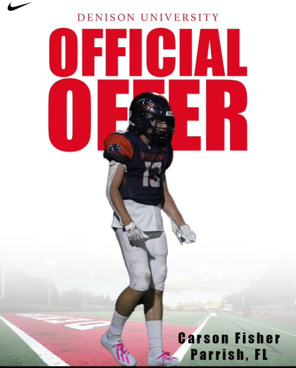 FisherCarson13's tweet photo. Blessed to receive an offer from Denison University @coachhatem @coachjo51 @coachHollway @ODAfootball https://t.co/ADUCHhgnoL
