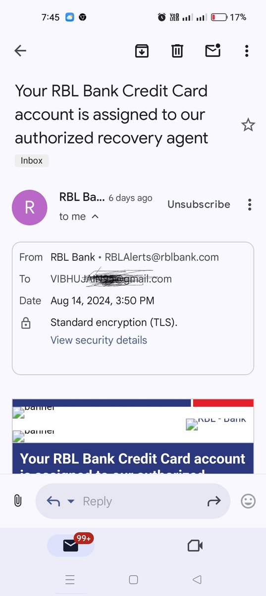 vibhu95's tweet photo. @rblbank @RBLBankCares Could you please let me know if these emails are genuine or fraud.

And if it's genuine then, what is the reason. https://t.co/A50zTCbKvk