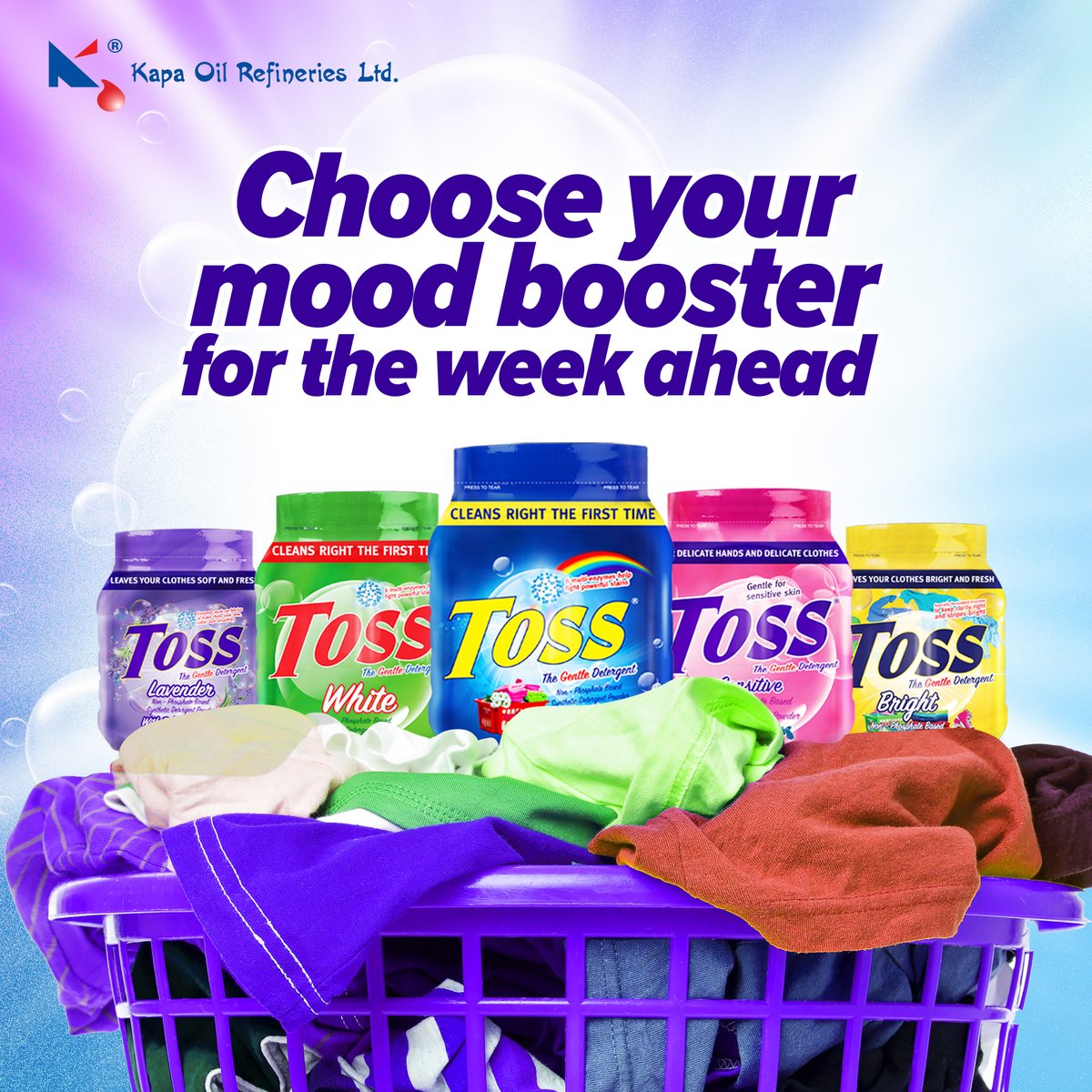 Toss_Detergent's tweet photo. Select the color that speaks to your mood this new week!
#TossYatosha https://t.co/5KYOdYXon3