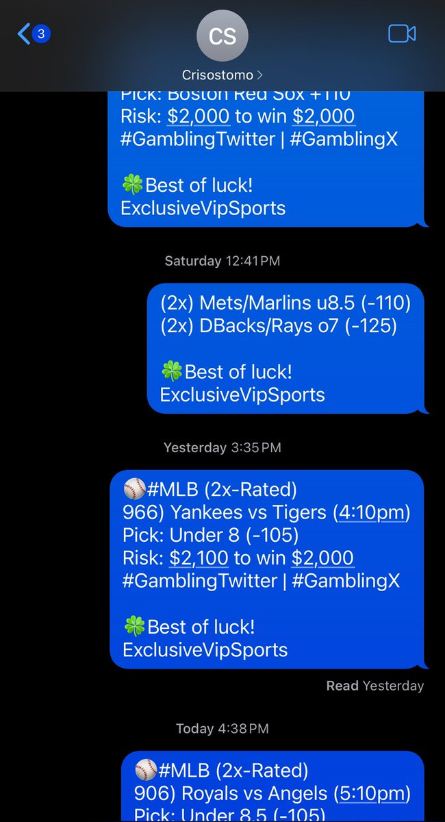 VincentFong's tweet photo. Sweat of the Year!!!!!

(2x) Angels/Royals u8.5💰
(2x) Yankees/Tigers u8💰
(2x) Boston Red Sox +109💰
(2x) Marlins/Mets u8.5💰

4 winners in a row!🔥 
#GamblingTwitter | #GamblingX https://t.co/BOMer7o7iL