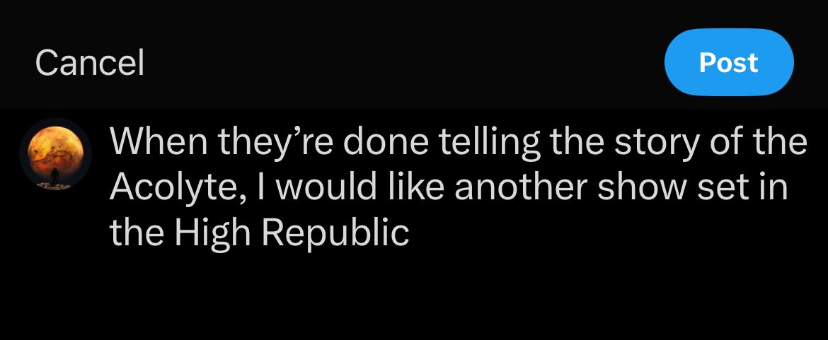 KDotCruz's tweet photo. I literally put this in my drafts two nights ago and said “Eh I’ll drop this closer to the release of Season 2 if I remember” and today they cancelled the show. I will never get my wish for more High Republic Star Wars. https://t.co/3LT1LDphLy
