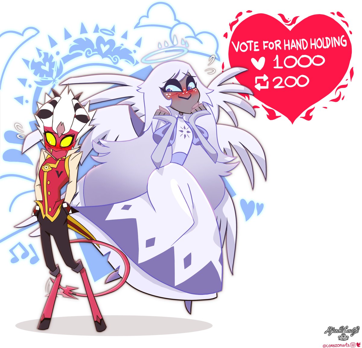 And finally one for #AngelicReaper #Aless x #Emily 
#HazbinHotelFanart #HazbinHotelOC #HazbinHotelCharlie #Hellaverse #HelluvaBossOC #HazbinHotel #HazbinHotelEmily #Ocxcanon