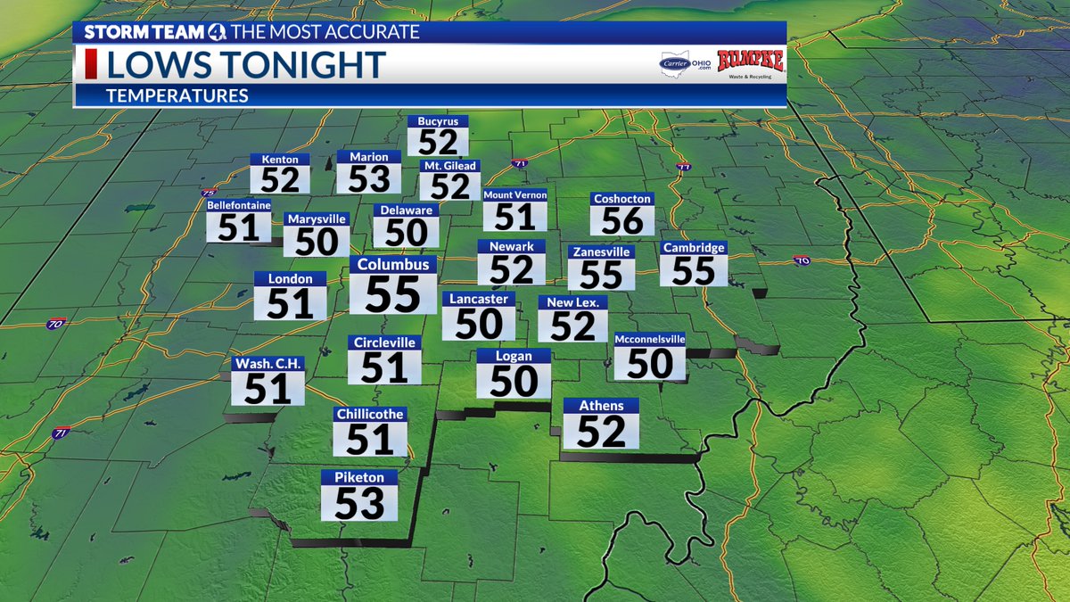 DaveNBC4's tweet image. Get ready for a cool night ahead!

Don't forget that jacket/sweatshirt out the door Tuesday morning..... we are getting "Summer-chilly" 

Enjoy it, cause a BIG warm-up is in store for the weekend+

Full forecast: nbc4i.com/weather
@nbc4i #ohwx #lows #tuesday