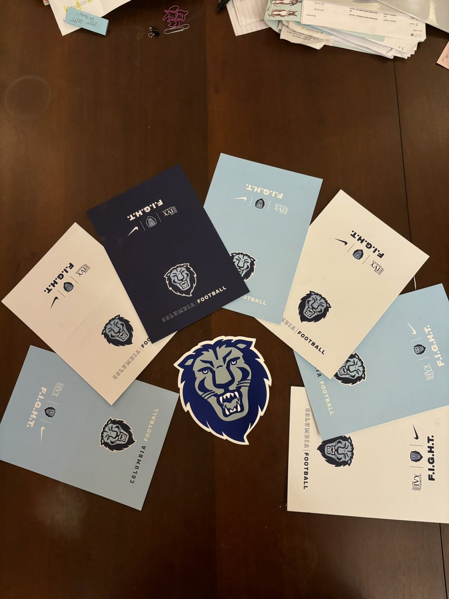 Thank you <a href="/CULionsFB/">Columbia Football</a> for the mail!     ⬜️🟦⬜️🟦<a href="/Coach_Poppe/">Jonathan Poppe</a> <a href="/Coach_Skjold/">Greg Skjold</a> <a href="/jimshapiro/">Jim Shapiro</a>