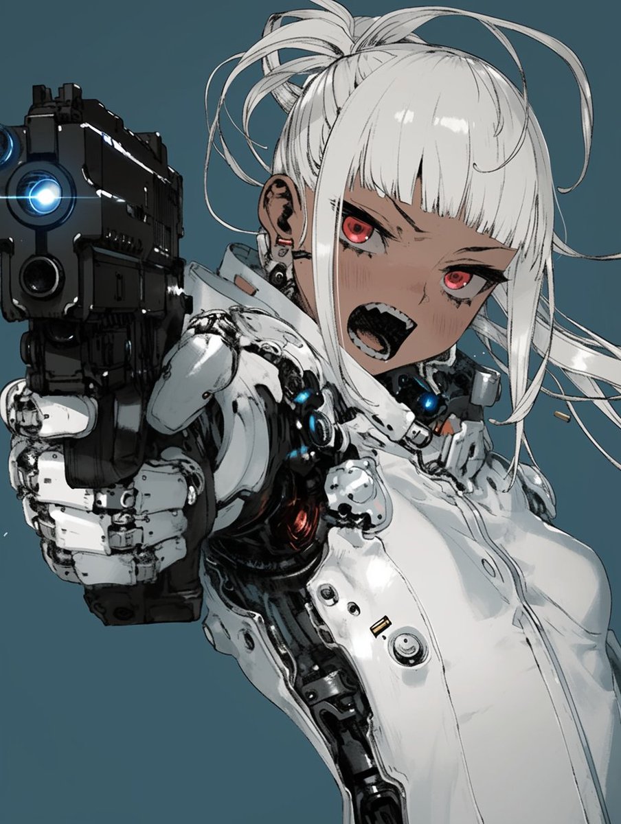 Mechanical girl 
「動いたら撃つぞ。」
Nijijourney