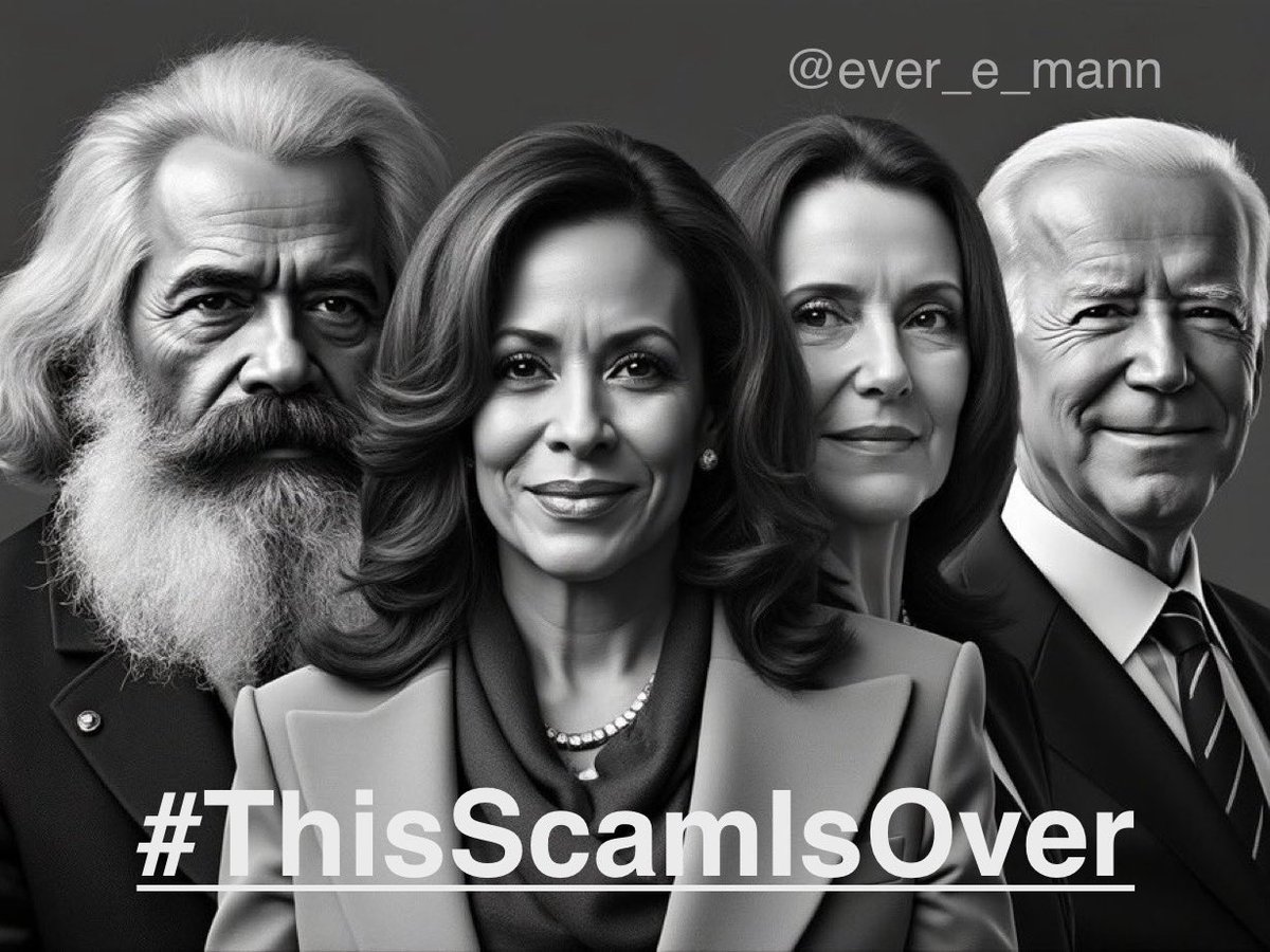 ever_e_mann's tweet photo. I thought I had a grasp on the political reality in America in 2024 and then I watched this. Take 20 minutes for this. It’s an eye- opener…
# ThisScamIsOver
Karl Marx, Kamala Harris, Nancy Pelosi and Joe Biden. https://t.co/azugqxVVFy