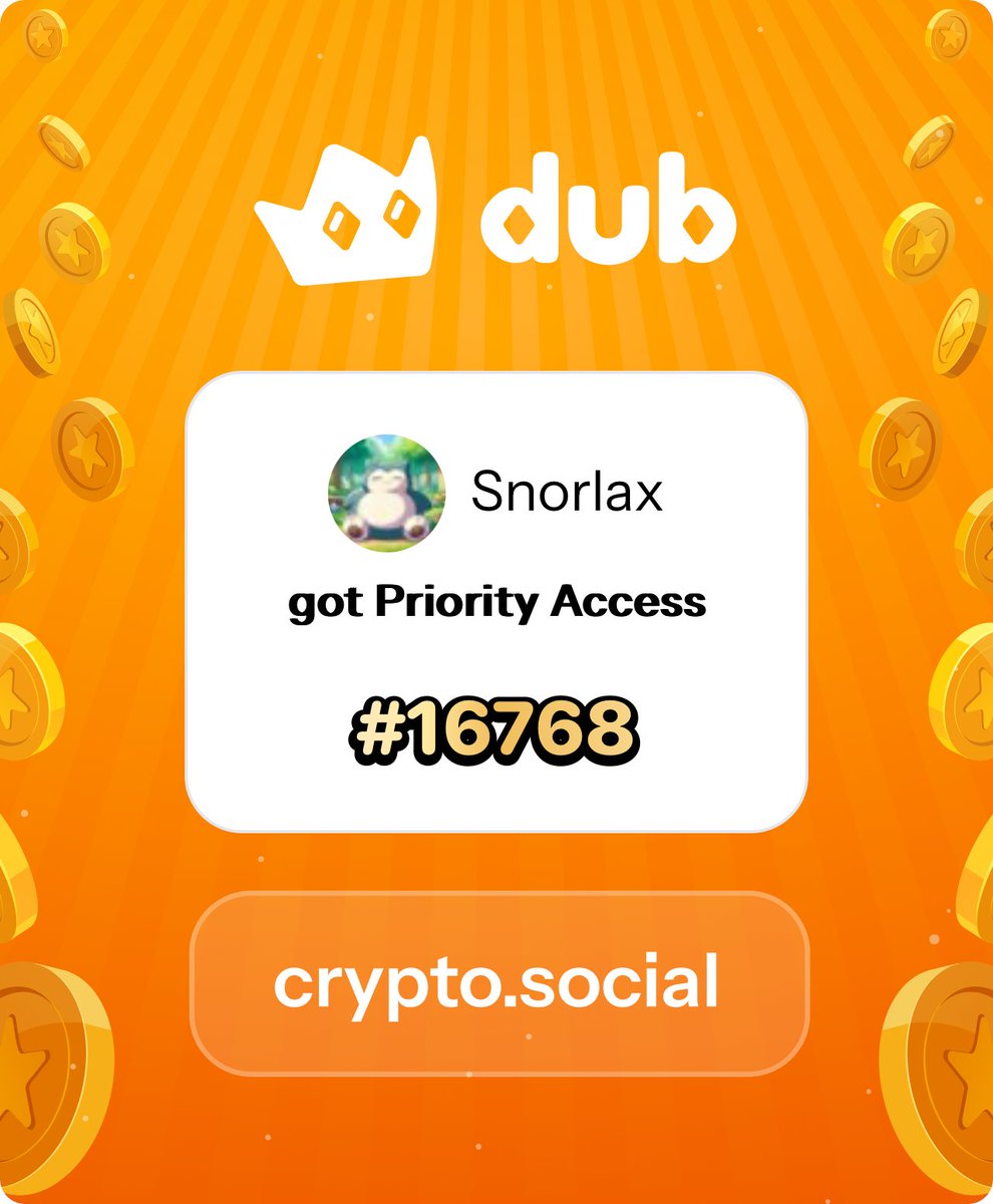 I just got Priority Access to Dub! Let’s make memecoins PvE again. Get in early™. dub.social