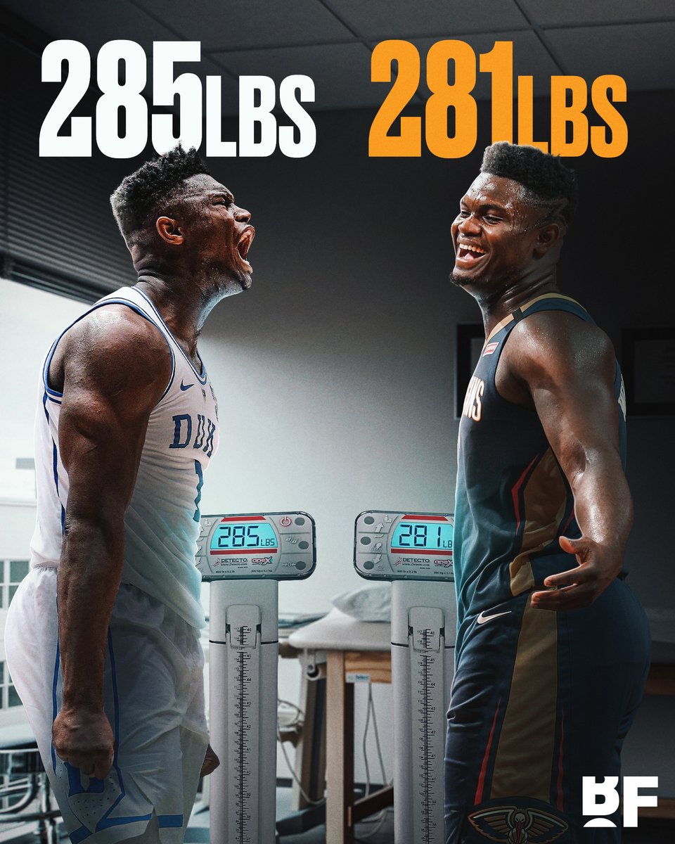 bballforever_'s tweet image. Zion Williamson reportedly said he's down to 281 pounds, less than he weighed at Duke (285). 

He intends to be at 272 pounds when the NBA regular season begins 😲