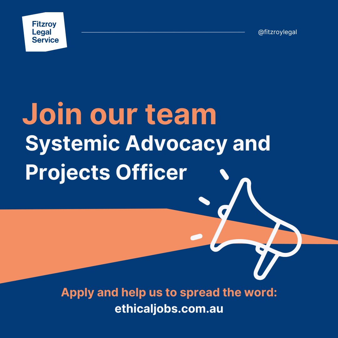 Do you want to help fight injustice and create better laws and policies for our communities? We're recruiting for a Systemic Advocacy and Projects Officer to join our Social Action and Public Interest Law team. Please apply and help spread the word!
ethicaljobs.com.au/members/fitzro…