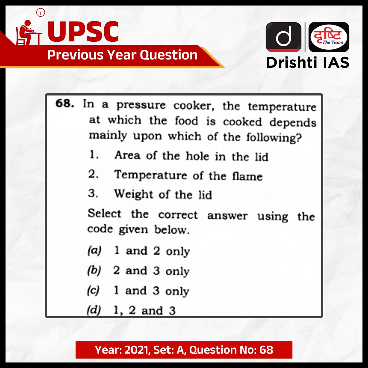 drishtiiaseng's tweet image. Here is a question for you from #CivilServices #PreliminaryExamination- 2021

Try to solve this question and we will pin the correct answer to this question in the comment box the next day.

#Prelims #PYQ #Question #UPSC #UPSC2024 #IAS #CSE #DrishtiIAS #DrishtiIASEnglish