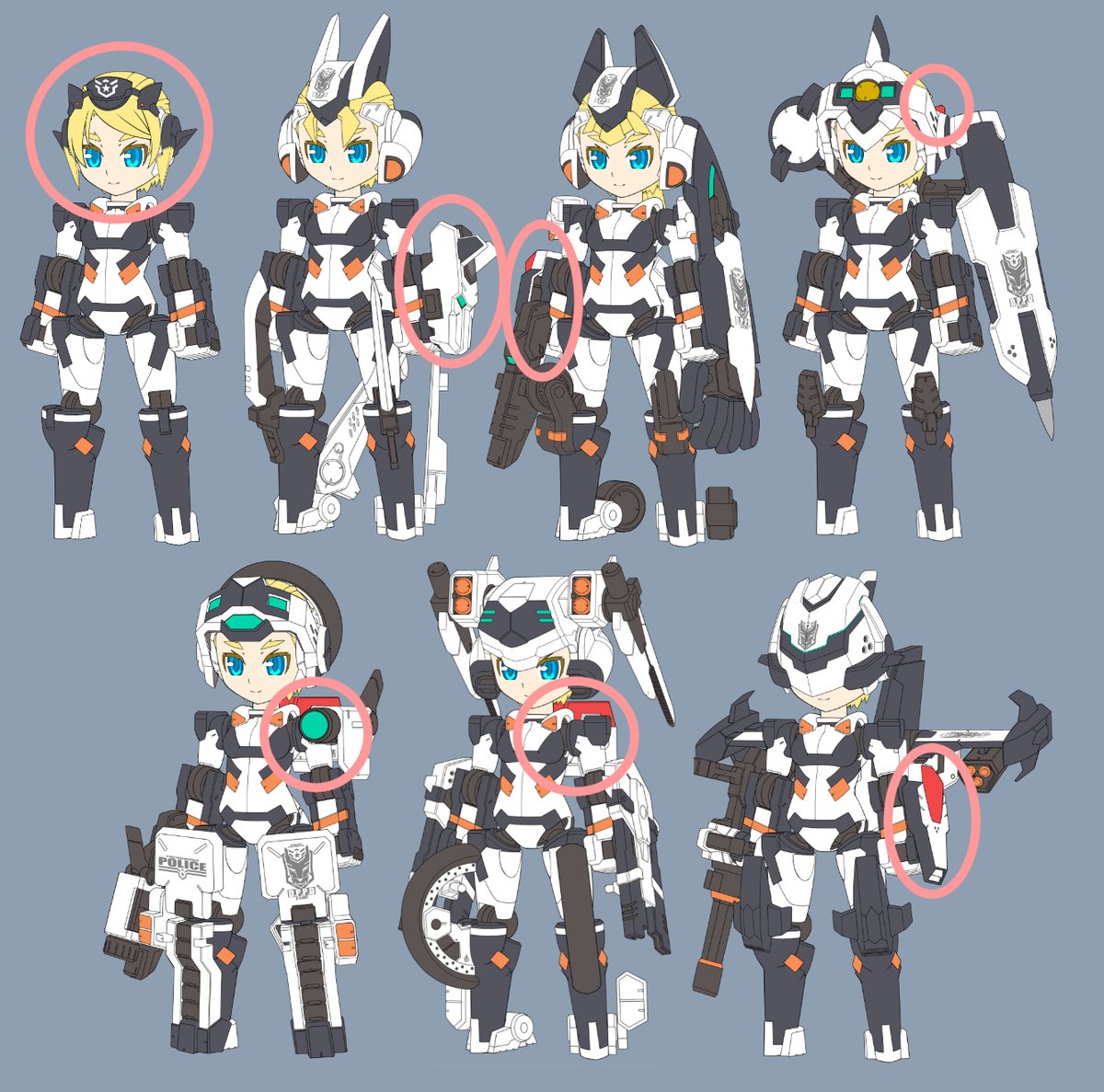 基本クロムはコスト抑えるのが念頭におかれていて素体はシルフィーのリカラーだったし武装もランナー数制限のある中での開発で武装のバイクとエアバイクへの2種類組み換えとか難度が高かった記憶
白バイ仕様はさらに1キャラ1パーツずつ追加で白バイの見た目に変化が付けれるようにしてあった 