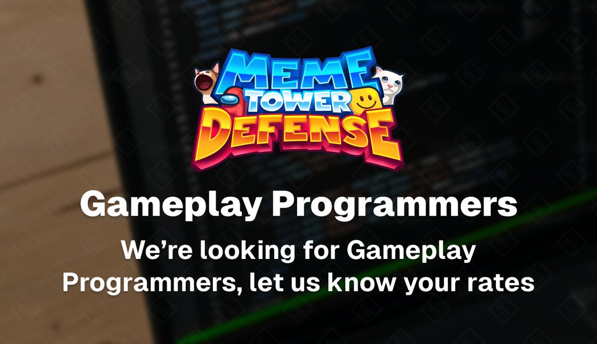 We're looking to onboard an additional Gameplay Programmer to our team for Meme Tower Defense!

Please make a ticket in our Discord server if you're interested in the role! discord.gg/memetd

🤑 Payment is negotiable, let us know your rates

#Roblox #RobloxDev