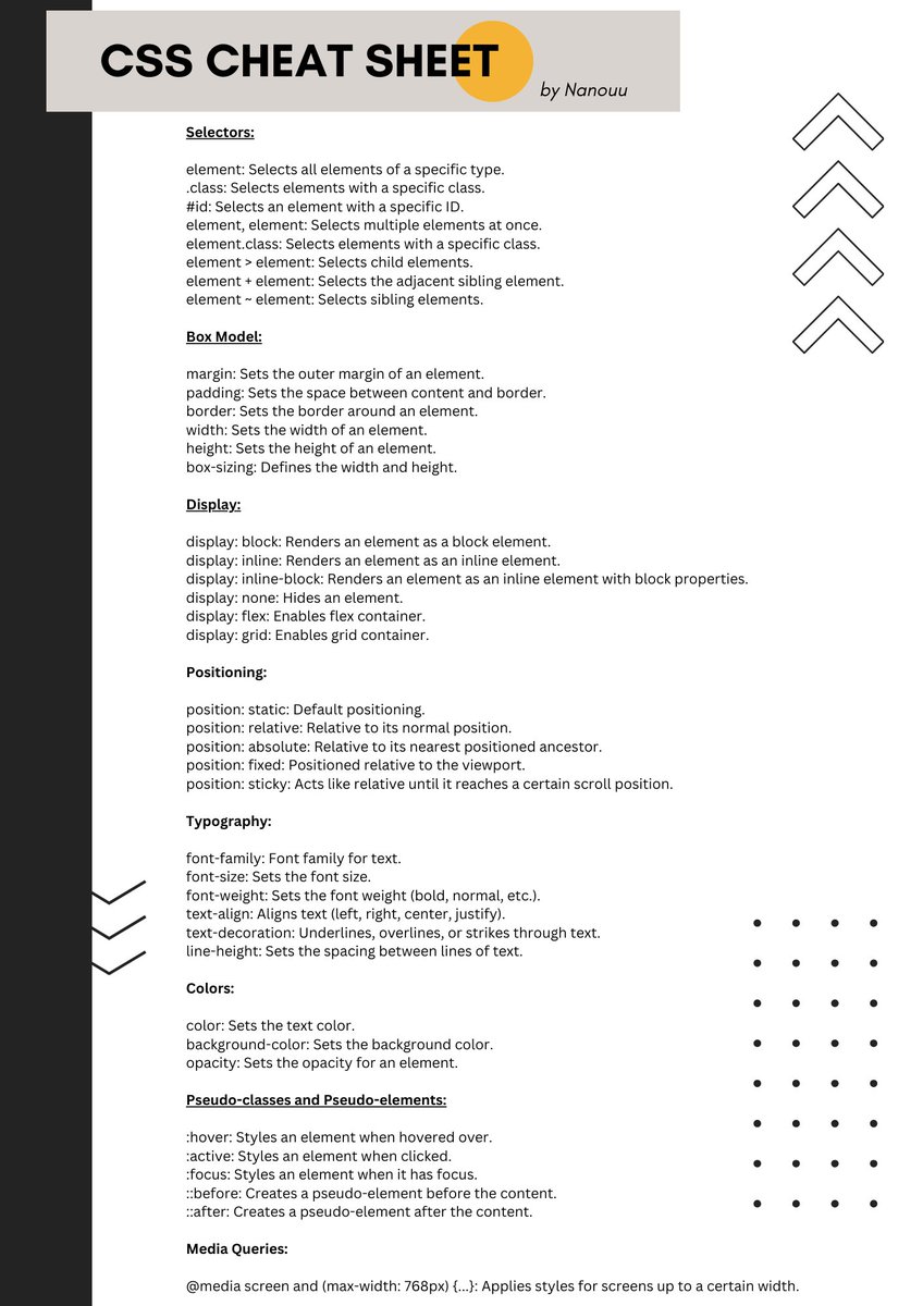 NanouuSymeon's tweet image. CSS Cheat Sheet
