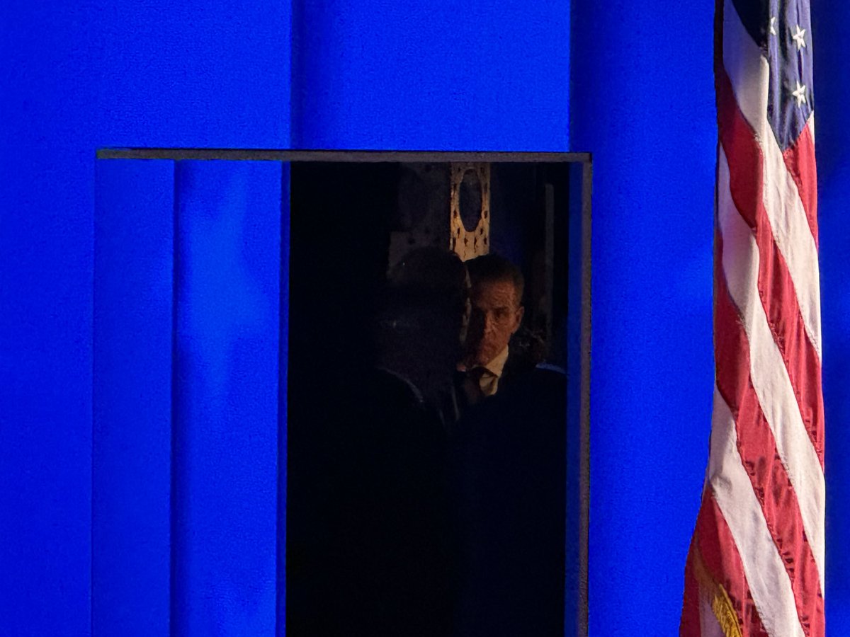 jeneps's tweet image. Where’s Hunter? He was backstage with his father before President Biden walked out for his speech