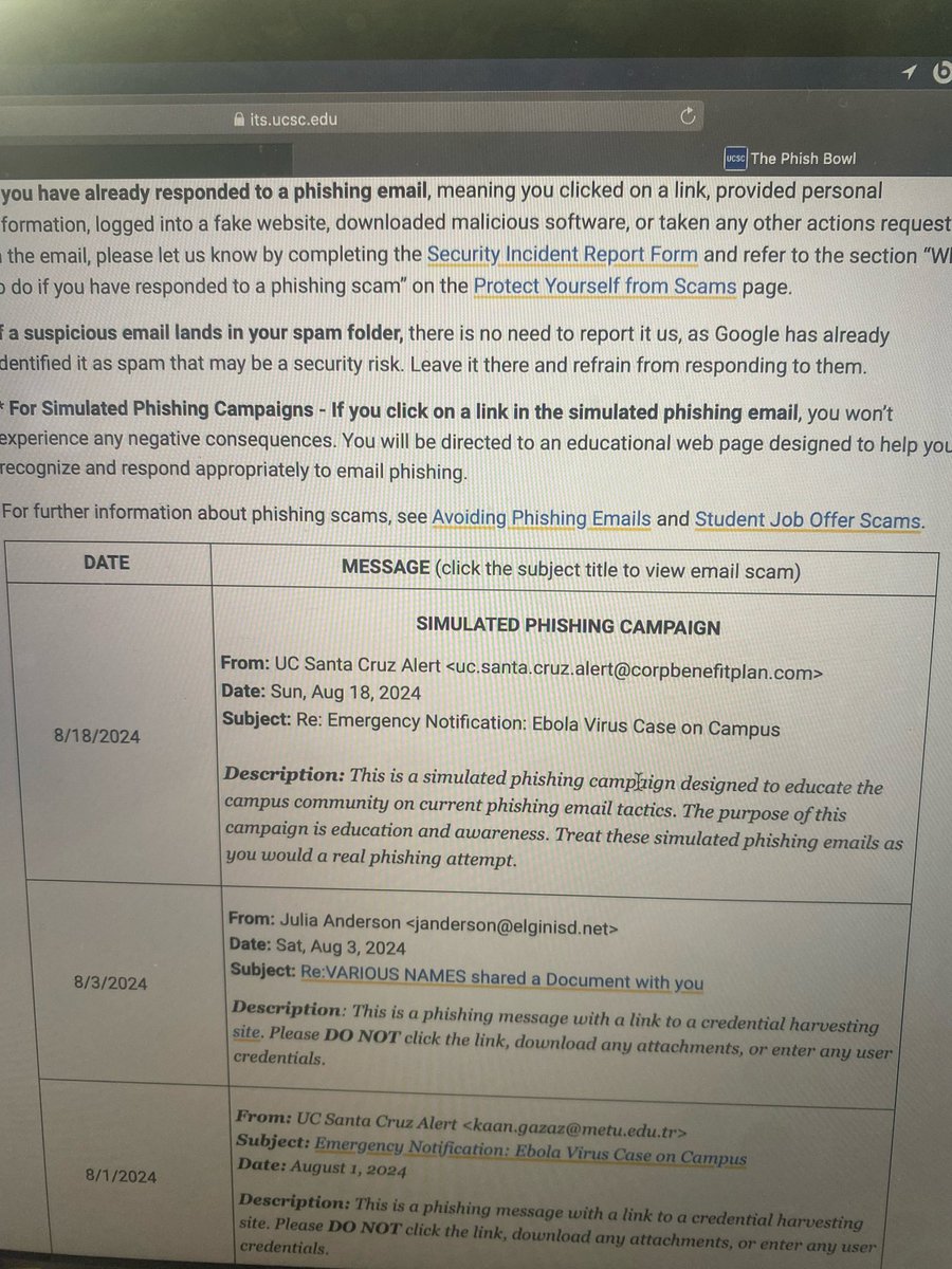 Shame on <a href="/ucsc/">UC Santa Cruz</a> for using racial stereotypes about Africa as a phishing test. Also who thought an Ebola scare post pandemic was a good idea. Wtf people!