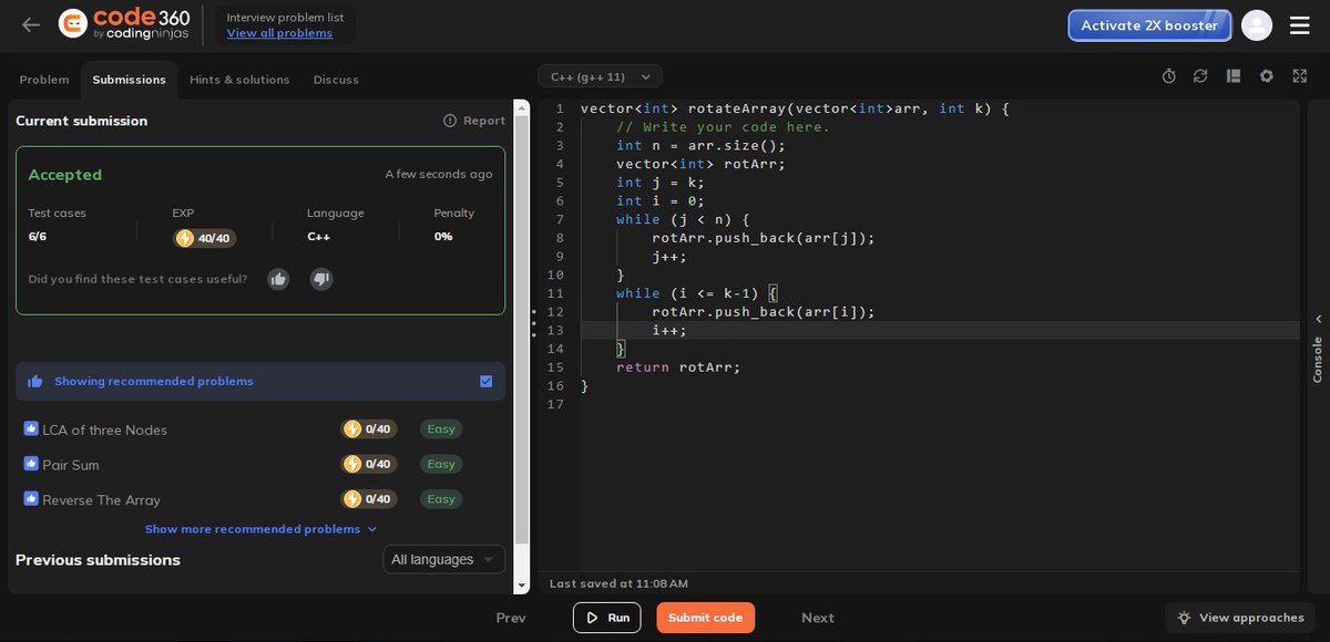 PatwaSurya59368's tweet photo. Day 30 of #100DaysOfCode! ๐
Today, I tackled some Code Ninja questions like left rotating an array and rotating an array by ( k ) positions. ๐ป๐
Missed posting yesterday due to internet issues, but back on track now! ๐
#CodingJourney #CodeNewbie #ArrayManipulation https://t.co/EzfG9fS6Fd