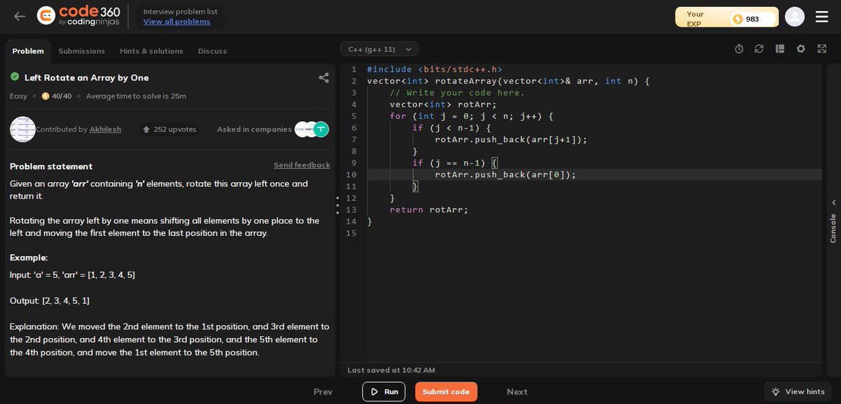 PatwaSurya59368's tweet photo. Day 30 of #100DaysOfCode! ๐
Today, I tackled some Code Ninja questions like left rotating an array and rotating an array by ( k ) positions. ๐ป๐
Missed posting yesterday due to internet issues, but back on track now! ๐
#CodingJourney #CodeNewbie #ArrayManipulation https://t.co/EzfG9fS6Fd