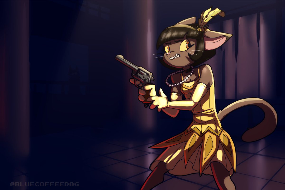 bluecoffeedog's tweet photo. Finished that #lackadaisy draw from a while back!  
Feat. Ivy and the spookier part of the gangster lifestyle  Hope you like it! https://t.co/vLbslmhpAC