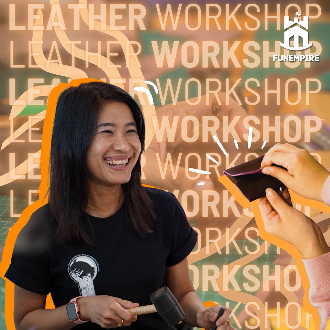 thefunempire's tweet photo. All Smiles and No Stitches! Our Non-stitched Leather Workshop is the perfect team-building activity ✨💼 
📌 Check our Client's fun experiences on our YouTube page here ➡️ https://t.co/qBeB89scRC 
•
•
•
#FunEmpireStories #Teambuilding #activities #funempire #singapore https://t.co/ZQzRsI58b1