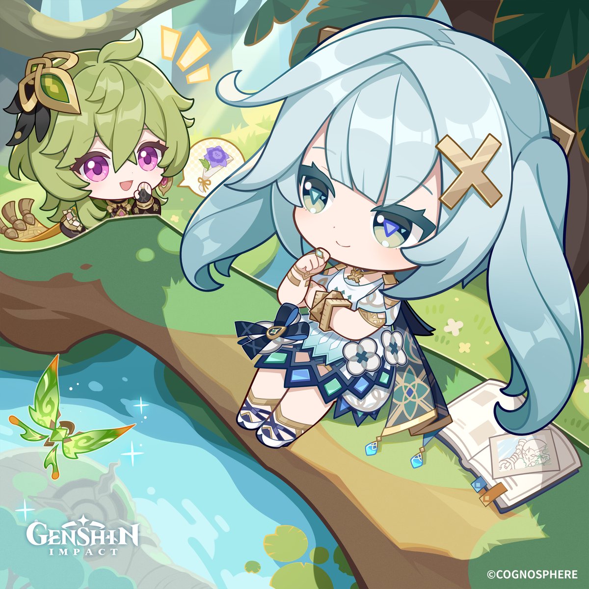 GenshinImpact's tweet photo. Happy Birthday, #Faruzan! #GenshinImpact

"Hmm, Collei? What a coincidence..."
"Uh, Madam Faruzan, actually... Happy birthday!"
"Haha, thank you for the flowers! Collei, would you like to learn more from me? Being under Tighnari's tutelage doesn't mean you can't learn other things from other people!"
"Um..."