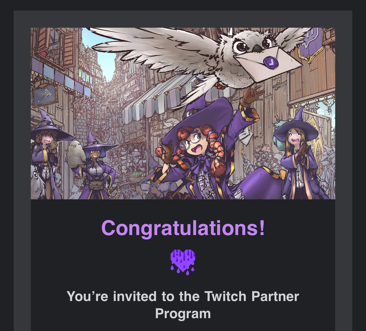 SkippyKane's tweet photo. It’s still such a surreal feeling being accepted into the Partner program. Years of work finally paying off. #Twitch #TwitchPartner https://t.co/Lzf49SGKeX