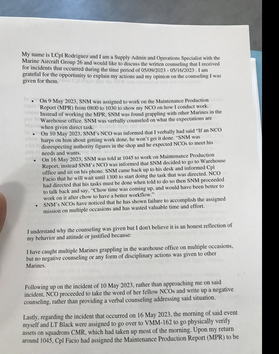 bwam99's tweet photo. @politico @TheDemocrats @Snowden @DonaldJTrumpJr @HouseGOP @RpsAgainstTrump @NBA @AP @AFP @Reuters @Forbes Good evening everyone, it’s about what is happening at the US MARINE CORPS. Please take time to read that, and share it to the world ( Congressman, News Anchor, and everyone else). Thank you.
I work at MARINE AIRCRAFT GROUP 26. (MCAS NEW RIVER) https://t.co/WhNIYhOcfH