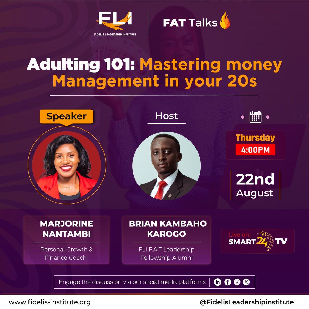 FidelisLeaders's tweet image. #FATTalks: Navigating finances in your 20s can be tough, but it doesn&apos;t have to be.

Join us this Thursday, August 22nd, for Adulting 101: Mastering Money Management in Your 20s with expert @NantambiMarjor1. She&apos;ll share essential tips for building a solid financial foundation.…