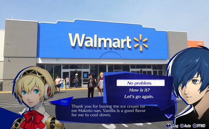 PersonaFusions's tweet photo. heres the accidental persona 3 walmart trip skit/comic/whatever in 1 post https://t.co/lgILCumRKi