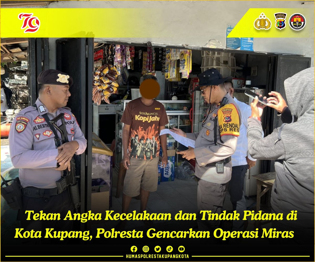 TribratanewsKu1's tweet photo. Tekan Angka Kecelakaan dan Tindak Pidana di Kota Kupang, Polresta Gencarkan Operasi Miras.
Selengkapnya pada link berikut:
https://t.co/0Twz7xFtr8
#divisihumaspolri
#poldantt
#polrestakupangkota
#betapolresta
#opspekat https://t.co/e44DCQ3PVn