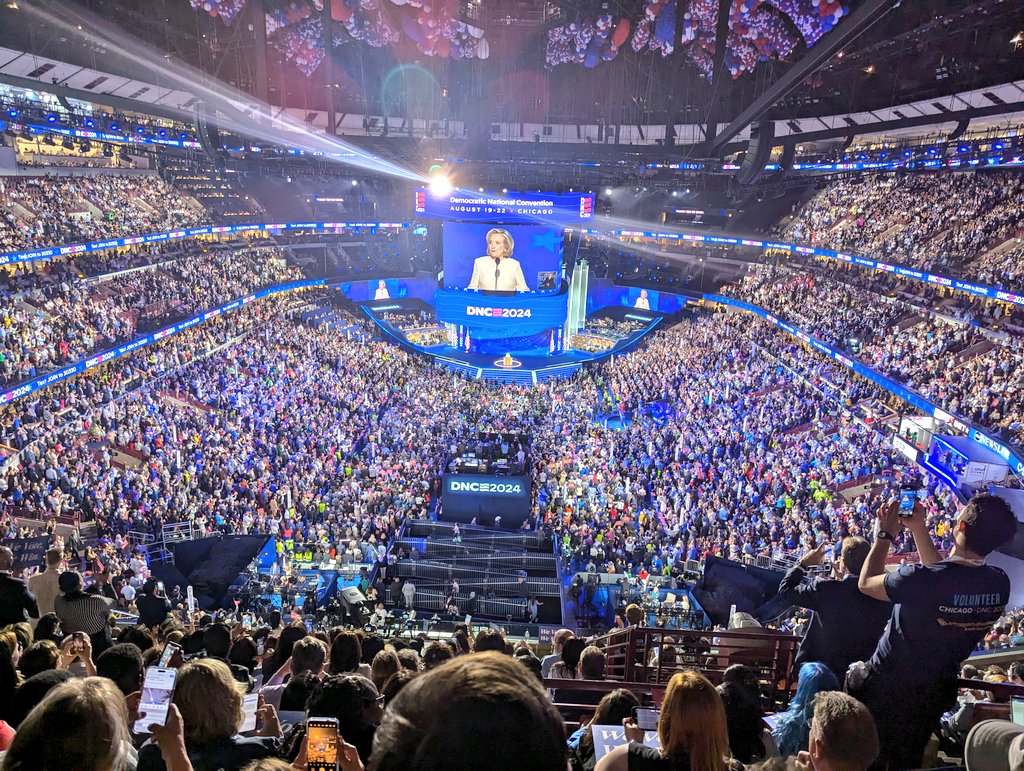 ChiOnwurah's tweet photo. Privileged to join the @DNC Convention on behalf of British American Parliamentary Group. The energy in this huge arena is incredible, passionate, inspiring speeches especially from @HillaryClinton
@AOC and @POTUS. It really is true that #HarrisWalz have brought joy to the party https://t.co/utLdMbFyYu