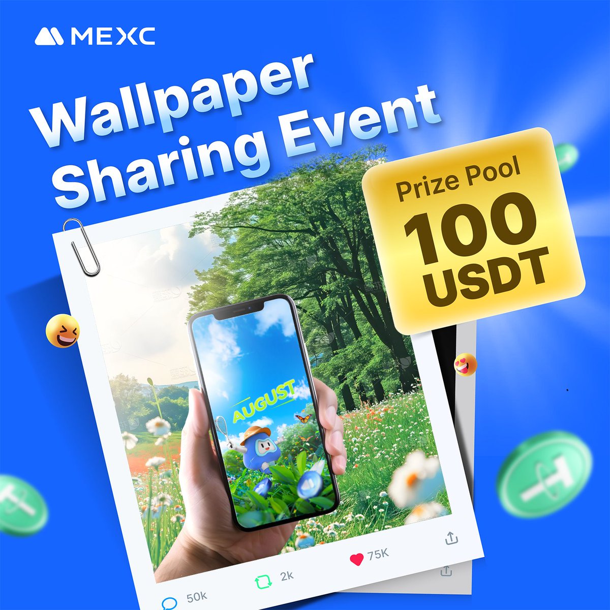 MEXC's tweet photo. #MEXC August Wallpaper Sharing Giveaway (Round 3) is here! 📱💻🖥️

📷 Transform your screen with our dazzling new wallpaper, capture a fantastic photo, and stand a chance to win a share of the 100 $USDT prize pool!

Join now for your chance to win amazing prizes! 🔽
https://t.co/SbHVMusxjj