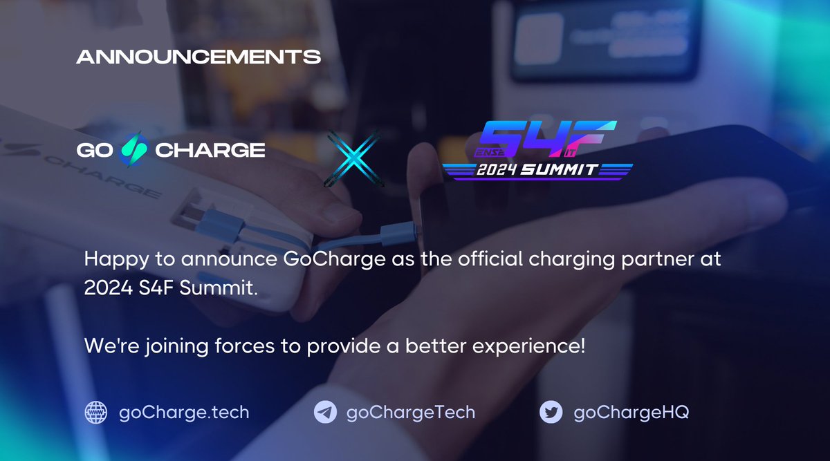 goChargeHQ's tweet photo. GoCharge is proud to partner with Sense 4 Fit for the 2024 S4F Summit!

As the official charging partner, we'll be providing our Powerbank Sharing Stations to keep everyone powered up throughout the event 🔋💼

Looking forward to fueling innovation and fitness 💪

Let's Go Charge⚡️