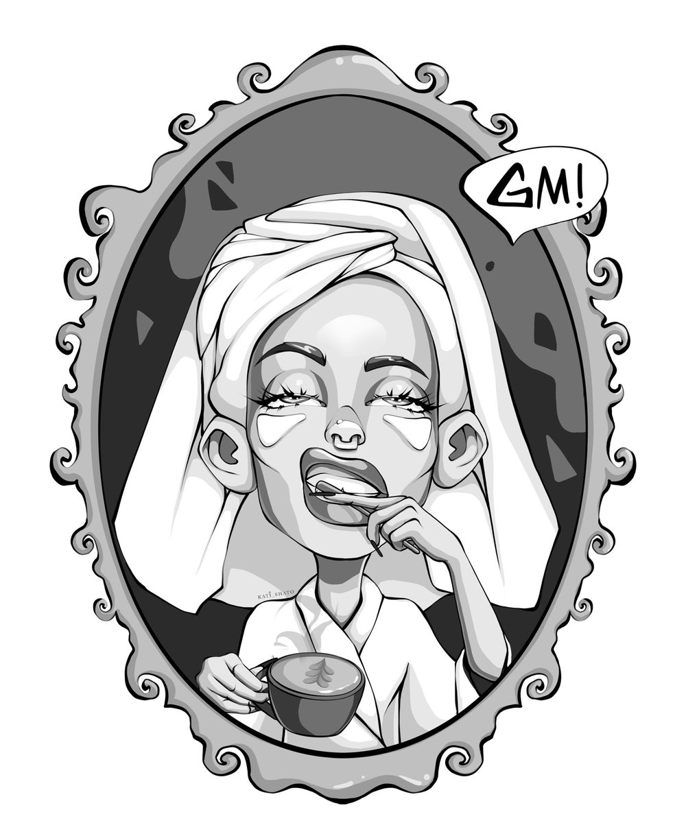 GM ! #TEZOSTUESDAY 

This is my state when I wake up every morning at 5.30 am😅
And what time do you wake up?

New art available 
🩶4 tez 

Link 🔗 

objkt.com/tokens/KT1EuU1…