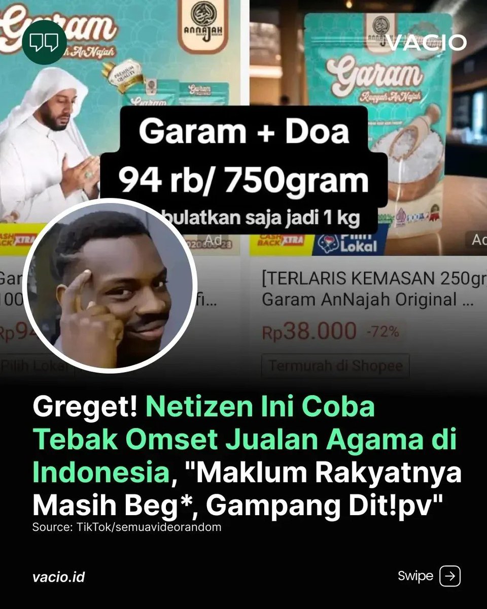 txtesla_'s tweet photo. Seriusan , Orang yg pada beli emang percaya kalo garamnya dikasih doa ⁉️

Gimana menurut kalian ? https://t.co/2Vxr8ucE49