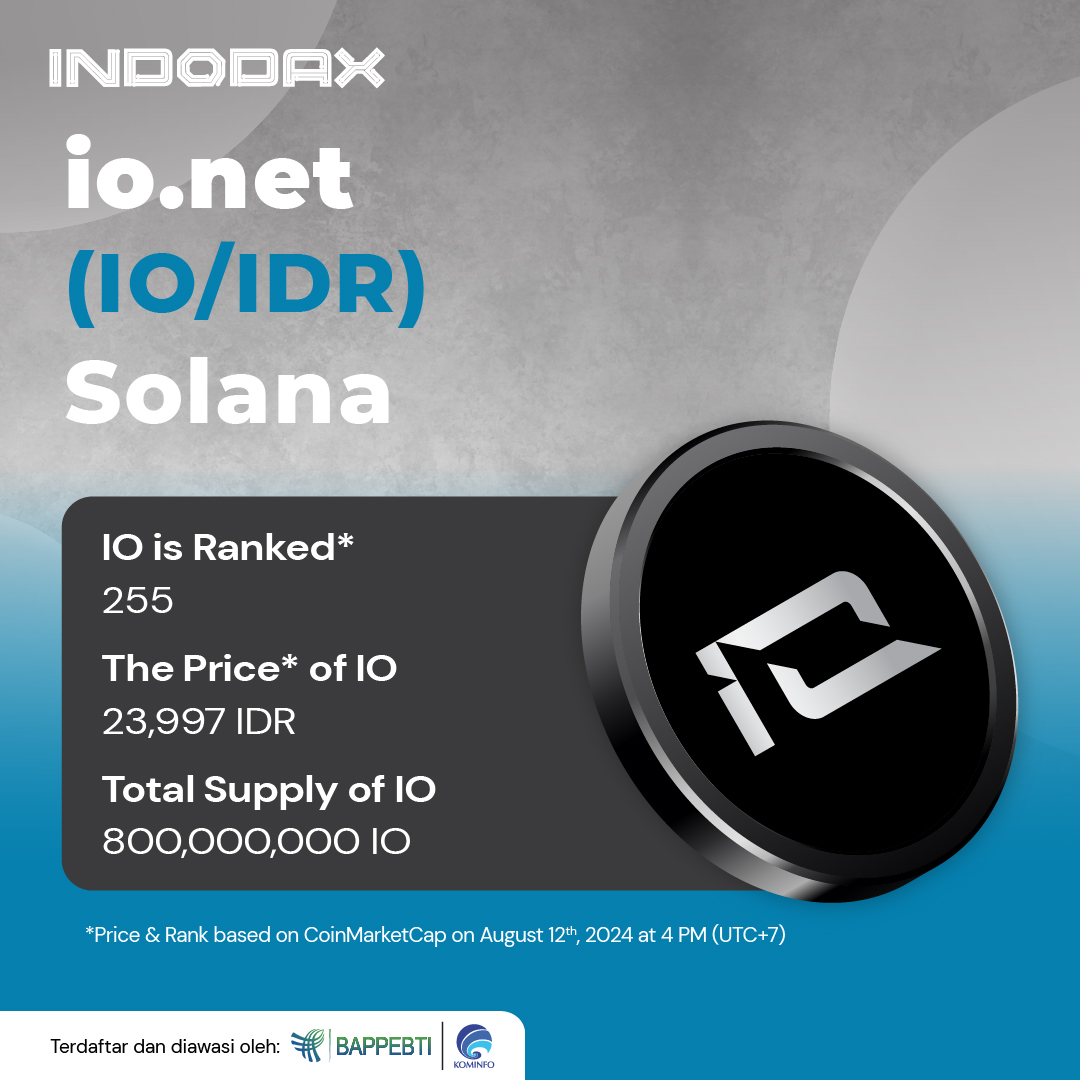 We are pleased to announce a new Crypto Asset that will be added to the  INDODAX marketplace, https://t.co/myBjPySHrf (IO) @ionet For more  information https://t.co/zAbMmbAftR #INDODAX #AsetMasaDepan